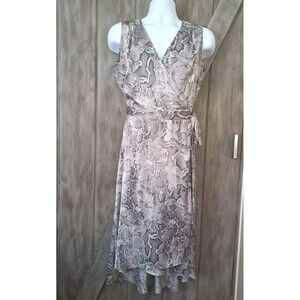 WHBM White House | Black Market Wrap Dress Sz 8 Snake Print Hi-low Tie Romantic